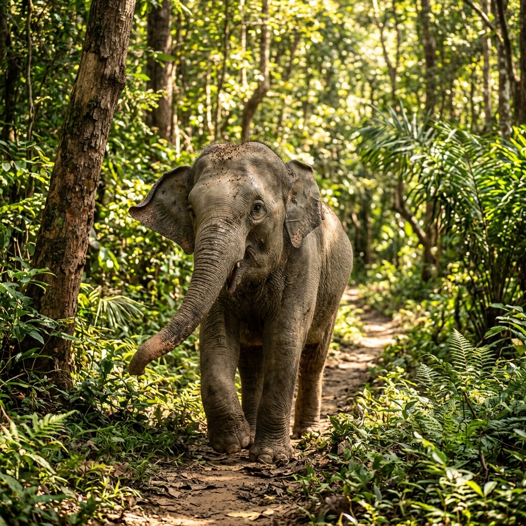 Plai Thong rescued elephant grazing in Lampang
